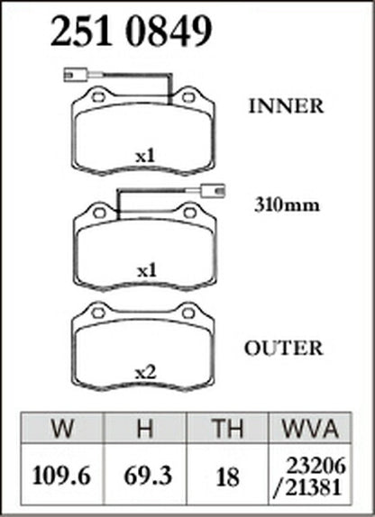 DIXCEL ブレーキパッド Mタイプ ALFA ROMEO 147 937AXL 2003/05〜2003/10 フロント左右セット 2510849
