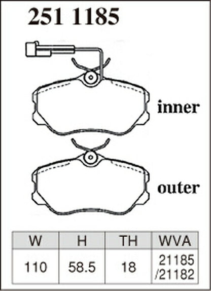 DIXCEL ブレーキパッド Zタイプ LANCIA テーマ L34B2/A834B2 1989〜1992 フロント左右セット 2511185