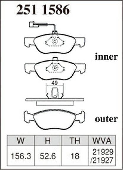 DIXCEL ブレーキパッド Zタイプ FIAT ブラーボ(ブラビッシモ) 182AB1 1995〜 フロント左右セット 2511586