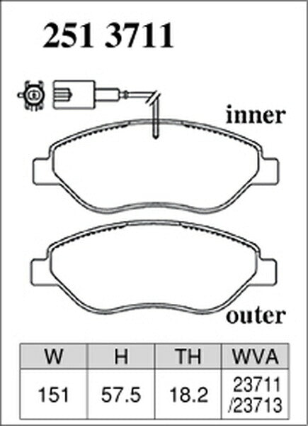 DIXCEL ブレーキパッド Zタイプ ALFA ROMEO ミト 955142/95514P 2010/03〜 フロント左右セット 2513711