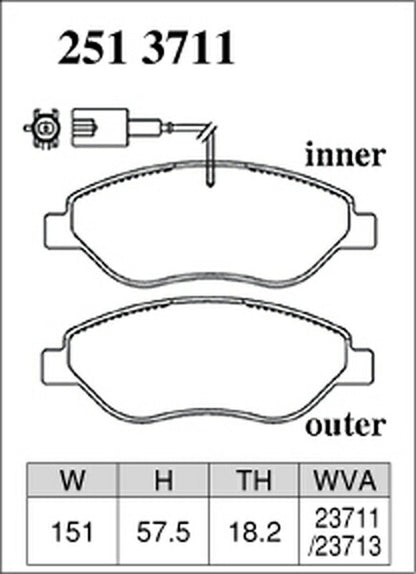 DIXCEL ブレーキパッド Zタイプ ALFA ROMEO ミト 955142/95514P 2010/03〜 フロント左右セット 2513711