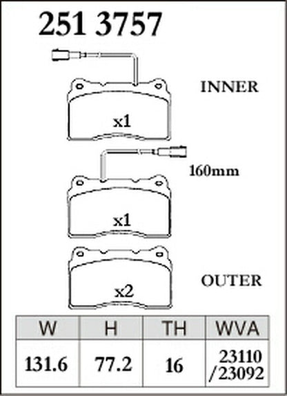 DIXCEL ブレーキパッド Zタイプ ALFA ROMEO ブレラ 93922S 2009/09〜 フロント左右セット 2513757