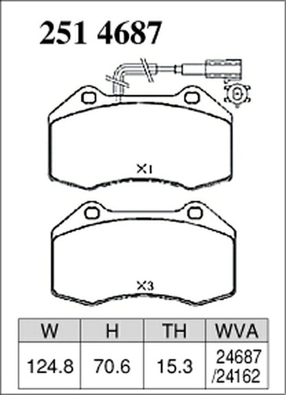 DIXCEL ブレーキパッド ESタイプ ABARTH グランデプント 199143 2009/02〜2010/10 フロント左右セット 2514687