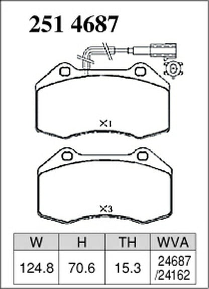 DIXCEL ブレーキパッド Xタイプ ALFA ROMEO ミト 955141 2009/05〜 フロント左右セット 2514687