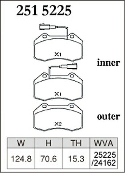 DIXCEL ブレーキパッド ESタイプ ABARTH 595 312141/312142 2015/11〜 フロント左右セット 2515225