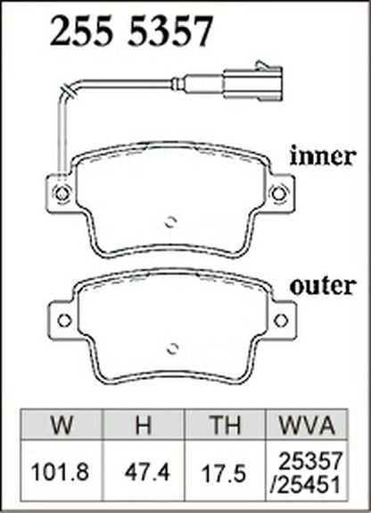DIXCEL ブレーキパッド Zタイプ ABARTH プントエヴォ 199145 2010/10〜2012/09 リア左右セット 2555357