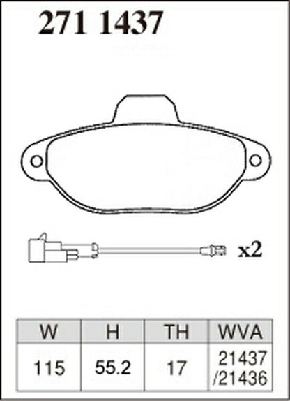 DIXCEL ブレーキパッド Zタイプ FIAT 500/500C/500S(チンクエチェント) 31212 2008/03〜2015/12 フロント左右セット 2711437