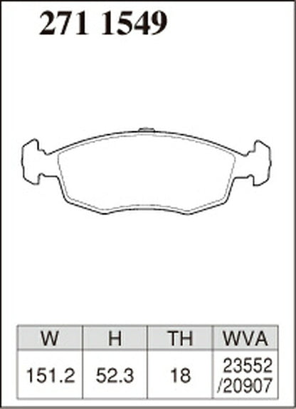 DIXCEL ブレーキパッド ESタイプ FIAT プント 188A1/188A6 2000/07〜2003 フロント左右セット 2711549