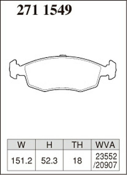 DIXCEL ブレーキパッド Zタイプ FIAT プント 188A1/188A6 2000/07〜2003 フロント左右セット 2711549