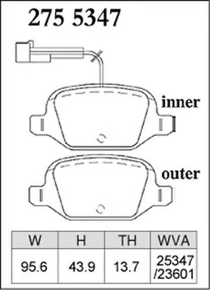 DIXCEL ブレーキパッド Zタイプ ABARTH 595 312142 2013/10〜 リア左右セット 2755347