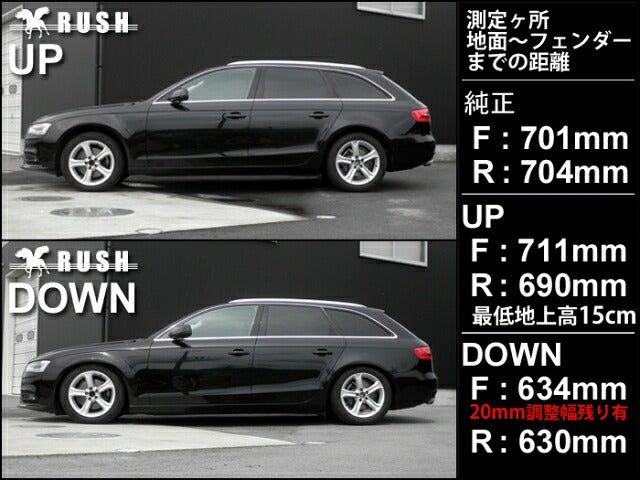 RUSH IMPORT CLASS アウディ A4(B8) アバント 8KCDH 8KCDN 2008〜2016 車高調キット 1台分セット