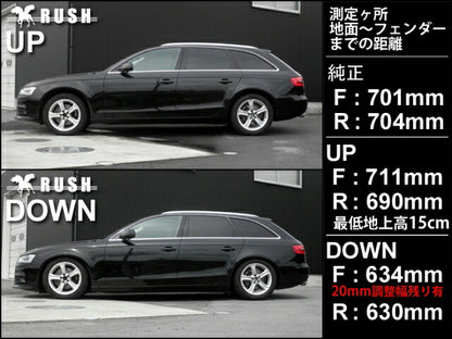 RUSH IMPORT CLASS アウディ A4(B8) アバント 8KCDH 8KCDN 2008〜2016 車高調キット 1台分セット