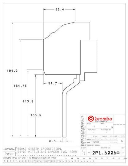 brembo GT-KIT ミツビシ ランサーエボリューションVI/VII/VIII/IX 1999〜2007 2P1.6006A/2P2.6006A