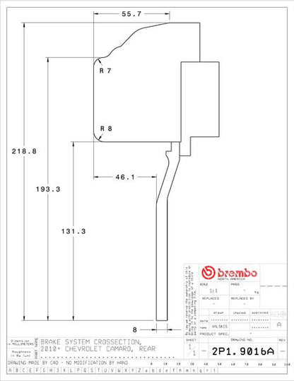 brembo GT-KIT CHEVROLET カマロ 2010〜2015 2P1.9016A/2P2.9016A