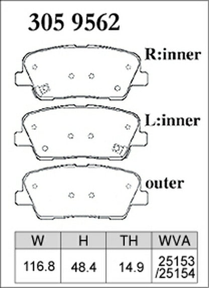 DIXCEL ブレーキパッド Zタイプ HYUNDAI ジェネシスクーペ 2008/10〜 リア左右セット 3059562