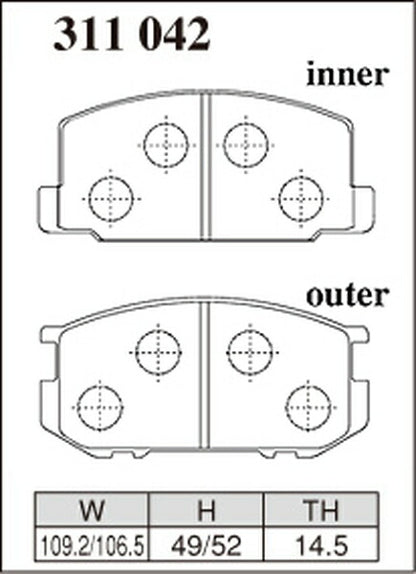 DIXCEL ブレーキパッド SP-βタイプ トヨタ トレノ AE86 1983/05〜1987/04 フロント左右セット 311042