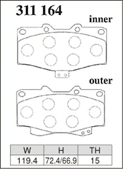 DIXCEL ブレーキパッド Xタイプ トヨタ ランドクルーザープラド LJ78G/LJ78W 1990/04〜1993/05 フロント左右セット 311164