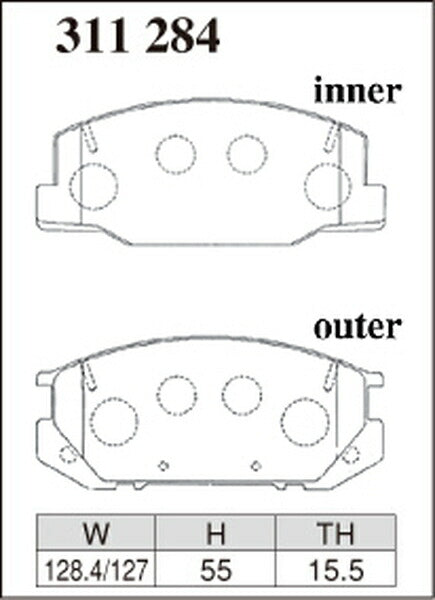 DIXCEL ブレーキパッド ECタイプ トヨタ エスティマエミーナ/エスティマルシーダ CXR11G/CXR21G/TCR11G/TCR21G 1995/01〜1996/08 フロント左右セット 311284