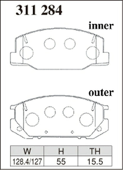 DIXCEL ブレーキパッド Zタイプ トヨタ エスティマエミーナ/エスティマルシーダ CXR11G/CXR21G/TCR11G/TCR21G 1995/01〜1996/08 フロント左右セット 311284