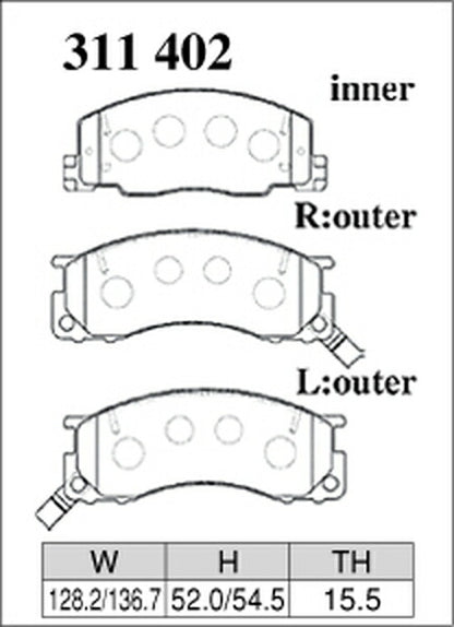 DIXCEL ブレーキパッド Mタイプ トヨタ ライトエース/マスターエース/タウンエース CM80/KM80/KM85 1999/06〜2007/08 フロント左右セット 311402