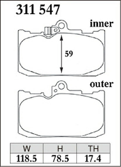 DIXCEL ブレーキパッド Zタイプ レクサス GS350 GRL10/GRL12 2012/01〜 フロント左右セット 311547