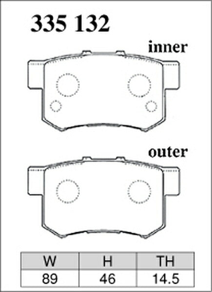 DIXCEL ブレーキパッド RDタイプ ホンダ オデッセイ RA6/RA7/RA8/RA9 1999/12〜2003/10 リア左右セット 335132