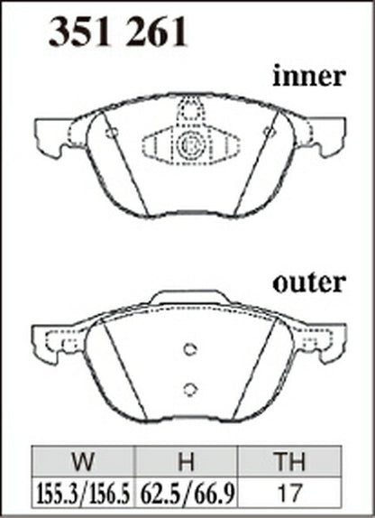 DIXCEL ブレーキパッド ECタイプ マツダ プレマシー CREW/CR3W 2005/02〜2010/07 フロント左右セット 351261