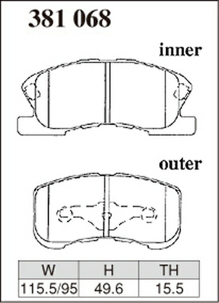 DIXCEL ブレーキパッド ECタイプ ダイハツ ストーリア M110S 1998/01〜2004/08 フロント左右セット 381068