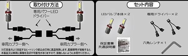 Junack LEDフォグバルブ LEDIST 単品補修バルブ 6000k H8/9/11/16 汎用品 LFB-2-B