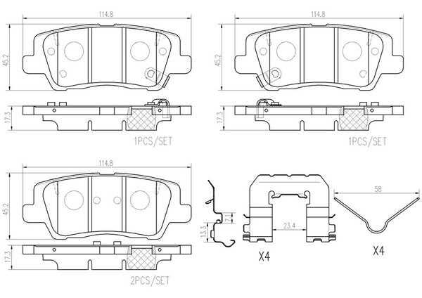 brembo BLACK PAD CADILLAC ATS A1SL 2013/03〜 リア左右セット P09 025