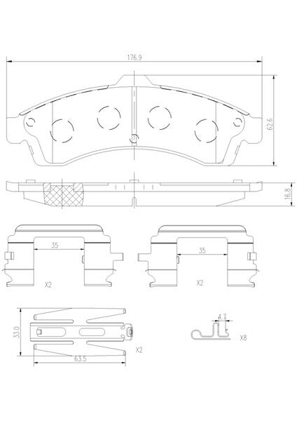 brembo CERAMIC PAD CHEVROLET トレイルブレイザー T360 2001〜2005 フロント左右セット P10 009N