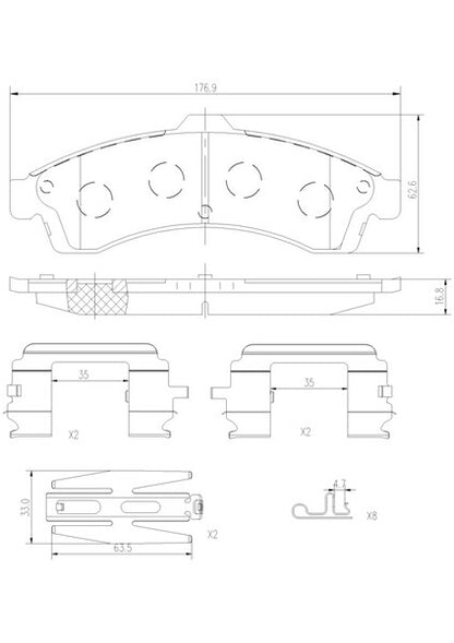 brembo CERAMIC PAD CHEVROLET トレイルブレイザー T360 2001〜2005 フロント左右セット P10 009N