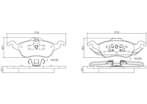 brembo CERAMIC PAD FORD フォーカス WF0FYD/WF0EDD 2000〜2005 フロント左右セット P24 046N