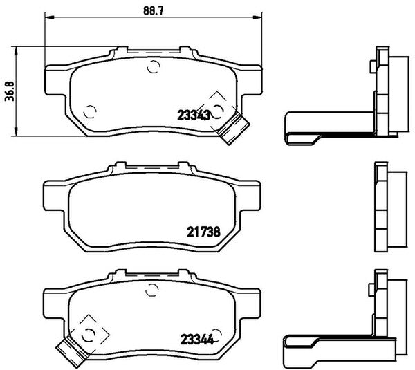 brembo BLACK PAD ホンダ フィット GD3 2002/09〜2007/10 リア左右セット P28 025