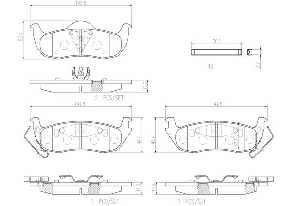 brembo CERAMIC PAD JEEP グランドチェロキー WH47 2005/07〜2011 リア左右セット P37 011N