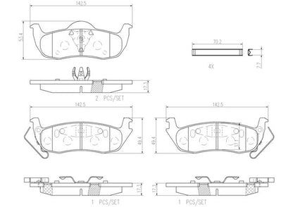 brembo CERAMIC PAD JEEP グランドチェロキー WH47 2005/07〜2011 リア左右セット P37 011N