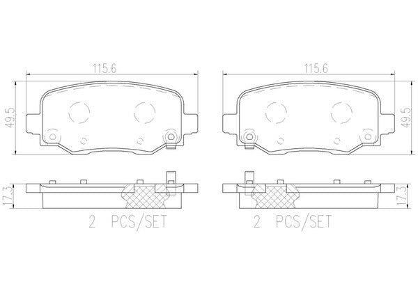 brembo CERAMIC PAD JEEP チェロキー KL24 2014/05〜 リア左右セット P37 020N