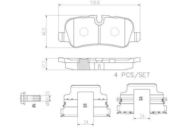 brembo CERAMIC PAD LAND ROVER ディスカバリー(IV) LA5N/LA3SB 2009/12〜 リア左右セット P44 019N