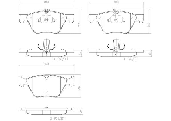 brembo CERAMIC PAD MERCEDES BENZ Eクラス W211(ワゴン) 211287 2005/02〜2010/02 フロント左右セット P50 075N