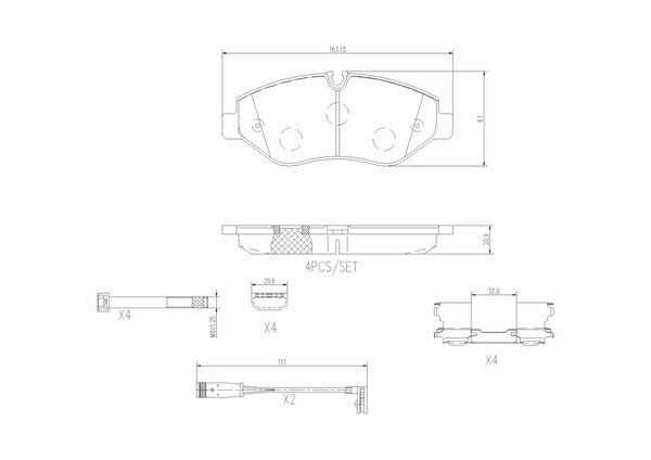 brembo CERAMIC PAD MERCEDES BENZ Vクラス W639 639350/639350C/639350A/639350T 2007/11〜 フロント左右セット P50 085N