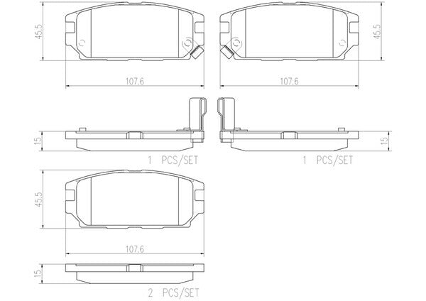 brembo CERAMIC PAD ミツビシ エメロード E74A/E84A 1992/02〜1996/08 リア左右セット P54 025N