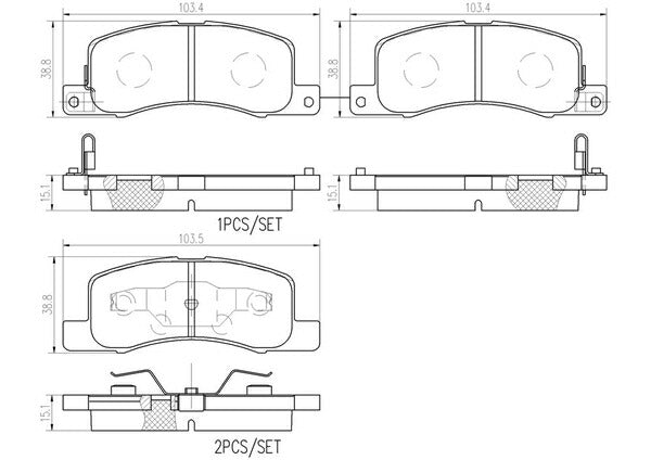 brembo BLACK PAD ニッサン デイズルークス B21A 2014/02〜2014/10 フロント左右セット P56 126