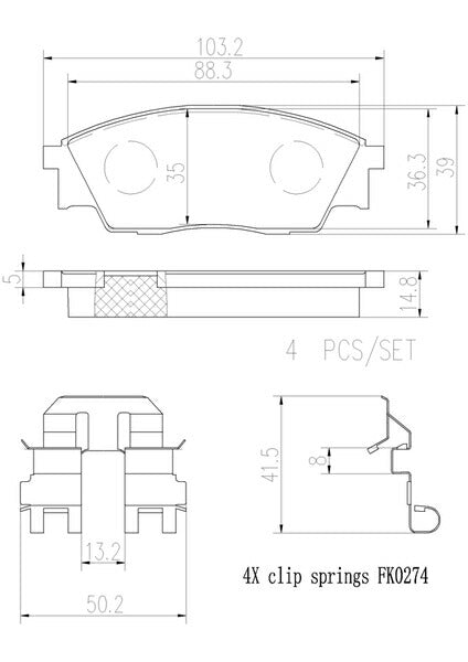 brembo CERAMIC PAD スバル レックス KH3/KH4/KP3/KP4 1990/03〜1992/02 フロント左右セット P78 024N
