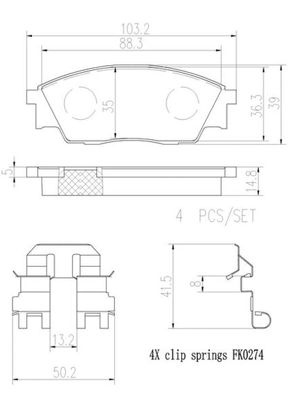 brembo CERAMIC PAD スバル レックス KH3/KH4/KP3/KP4 1990/03〜1992/02 フロント左右セット P78 024N
