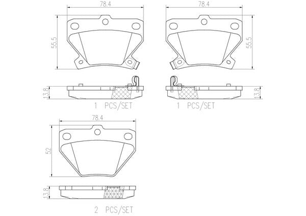 brembo CERAMIC PAD トヨタ イスト NCP61 2002/04〜2007/07 リア左右セット P83 052N