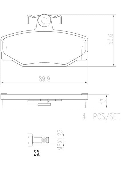 brembo CERAMIC PAD VOLVO V90 9B6304W 1997〜1998 リア左右セット P86 009N