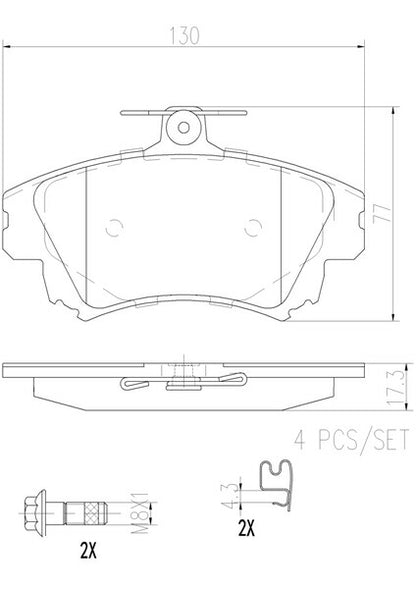 brembo CERAMIC PAD SMART ForFour 454034 2004〜2007 フロント左右セット P86 017N