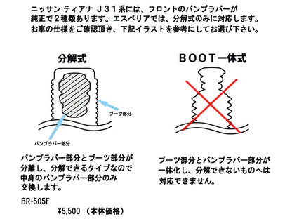 エスペリア スーパーダウンサスラバー フロント左右セット ティアナ PJ31 BR-505F ESPELIR バンプラバー バンプストッパー バンプタッチ sgw